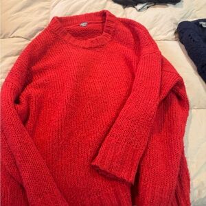 Aerie Vibrant Red Crew Neck Sweater